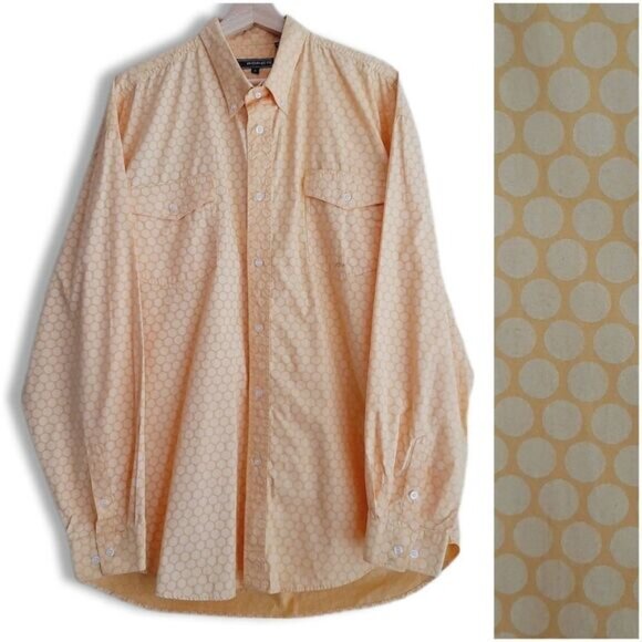 ROPER 100% Cotton Button Down Casual Shirt Yellow Dot Pattern Men's Sz XL Flawed - Picture 1 of 15